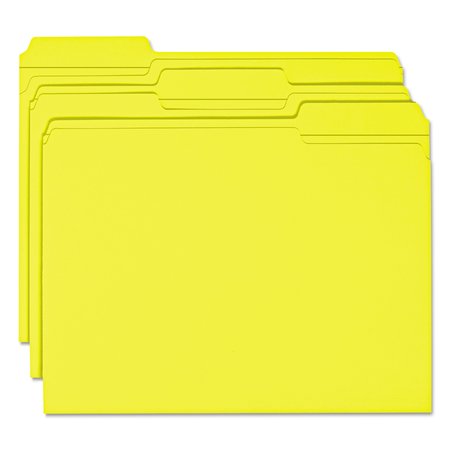 Smead Pressboard Folder, 1/3-Cut Tab, Yellow, PK100, Tab Position: Assorted 12934
